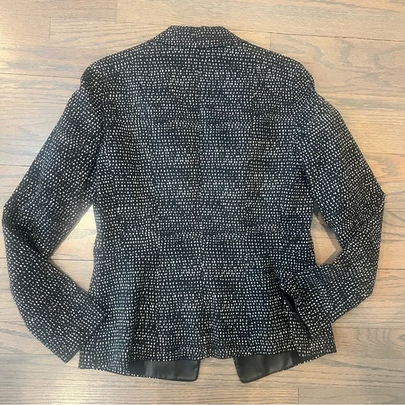 Lafayette 148 Blazer Polka Dot Black and White Leather Trim Size 4 Office Career - Picture 6 of 9